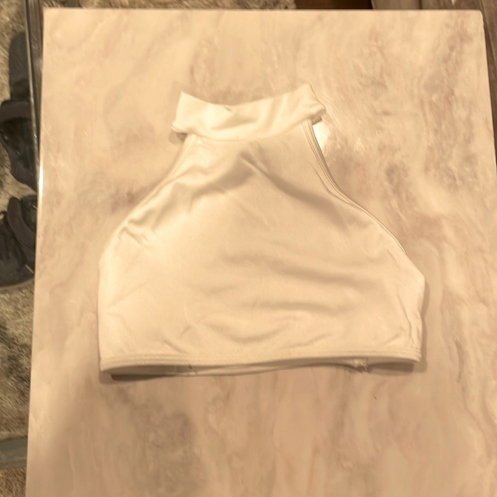 Halter white sport bra